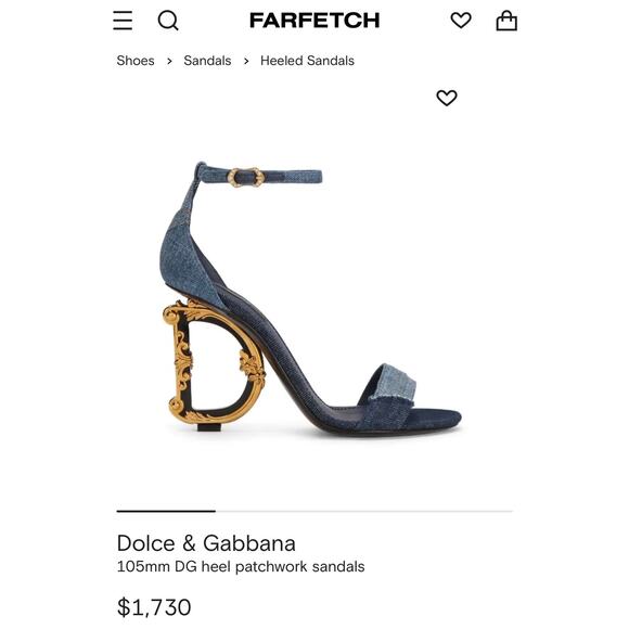 Dolce & Gabbana 105mm DG Heel Patchwork Denim Sandals – Size 39 EU - Picture 12 of 12